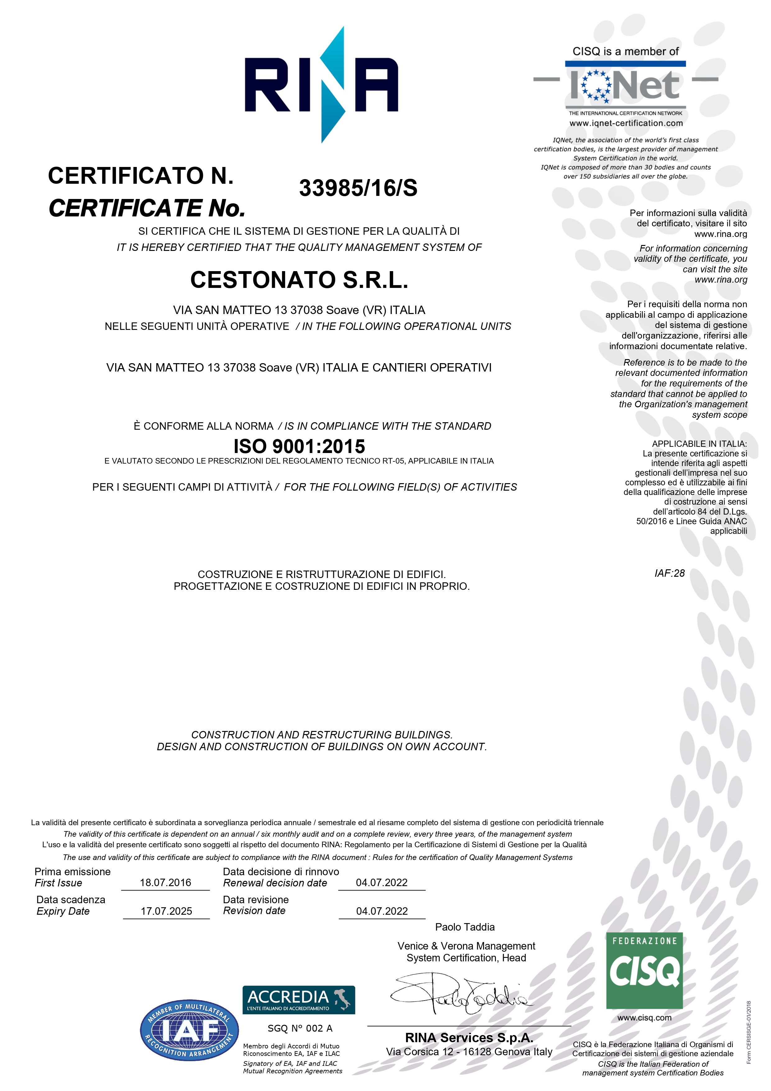 certificazione iso